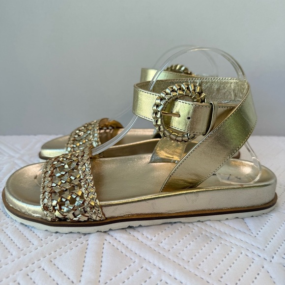 Anthropologie Woven Sandals In Gold Size 39 - Picture 10 of 10